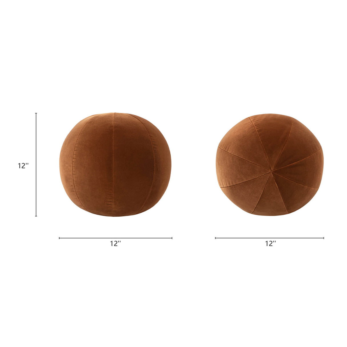 Luna 12" Round Sphere Accent Ball Throw Pillow - Burnt
