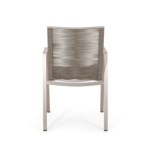 Outdoor Modern Aluminum Dining Chair Set With Rope Sea (Set of 2)