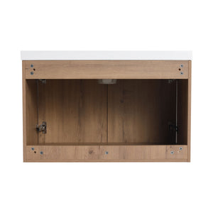 Modern Floating Bathroom Vanity With Resin Sink, Soft Close Doors