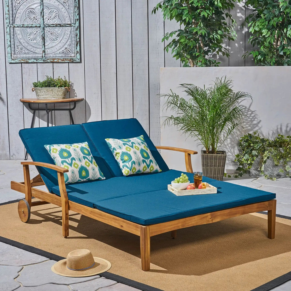 Etherealize - Outdoor Adjustable Double Chaise Lounge With Water Resistant Cushions - Best Buy Furniture