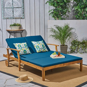 Etherealize - Outdoor Adjustable Double Chaise Lounge With Water Resistant Cushions - Best Buy Furniture