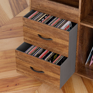 Eco-Friendly Vinyl Record Player Stand With Flip-Top Storage, Media Console With Dual Outlets And Dustproof Drawers