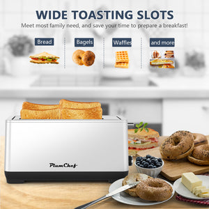 4-Slice Extra Wide Long Slot Toaster (Silver, 1500W)