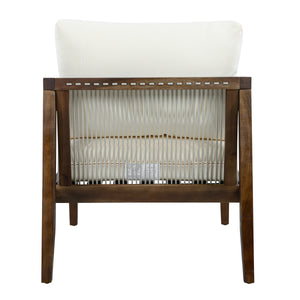 Outdoor Club Chair, Acacia Wood Frame with Rope Back, Water-Repellent