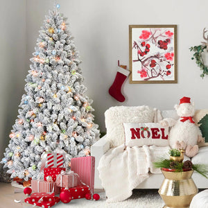 4Ft Flocked Christmas Tree with 150 Colorful UL Lights