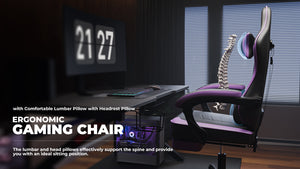 Gaming Chair with Footrest and Massage Lumbar Support