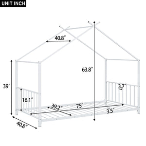 Metal House Platform Bed With Modern Design And Durable Frame