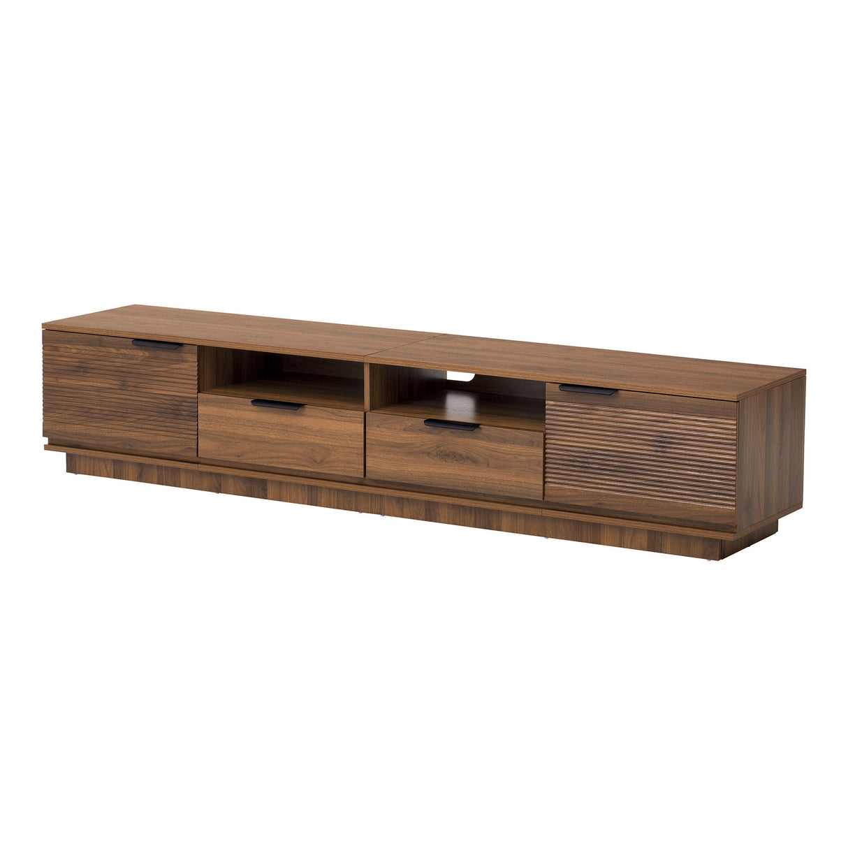 TV Stand, Entertainment Center With Deep Drawers, Cable Management & Soft Closing Hinges