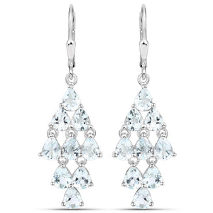 3.96 Carat Genuine Aquamarine .925 Sterling Silver Earrings