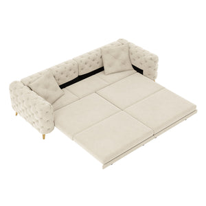 3 In 1 Convertible Sleeper, Deep Seat Pull Out Sofa Bed, Button Tufted