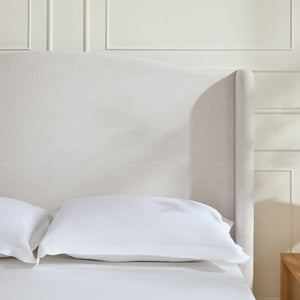 Hannah - Upholstered Wingback Bed Size / Tall Headboard Upholstered King Bed / Premium Textured Look / Minimalist Designs / No Box Spring Needed
