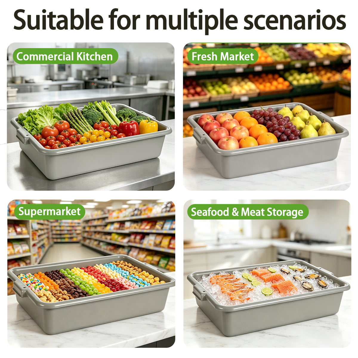 6-Pack Commercial Meat Tubs with Lids