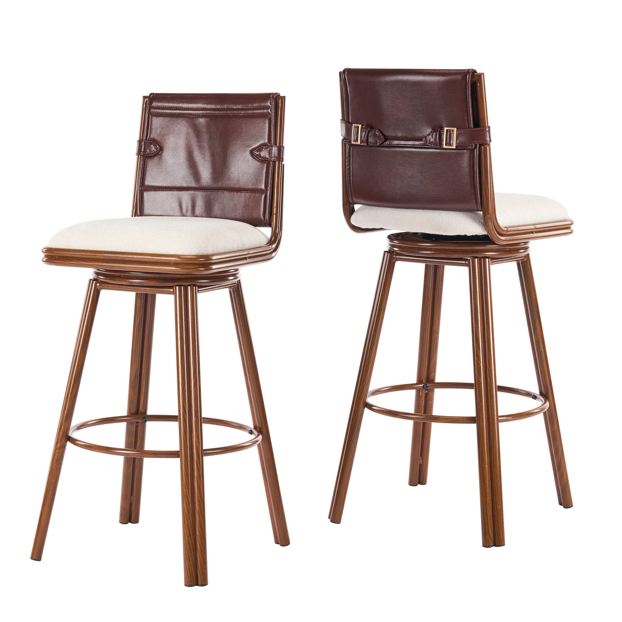 Sibyl Indoor Upholstered Swivel Bar Stool with Metal Frame