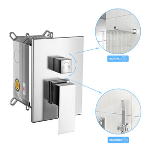 10" Square Dual Shower Head System Wall Mounted With Rough In Valve Modern Bathroom Fixture