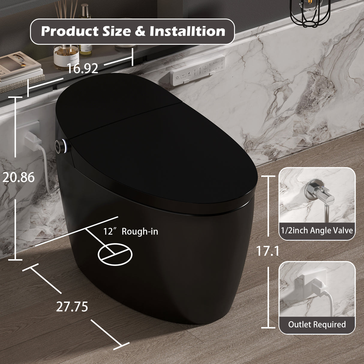 Smart Toilet with Bidet Built-In, Heated Seat, and Advanced Features