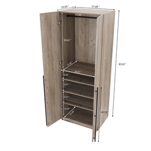 Lee - Free Standing Wardrobe Closet With Adjustable Shoe Shelves
