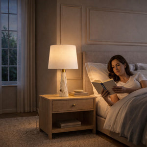 Enclave - Hydro Table Lamp With On / Off Switch Base Shade - Gold / White / White Marble