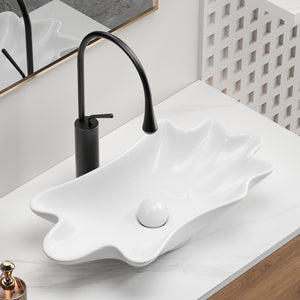 Bathroom Vessel Sink Shell Shape 24in x 13in Above Counter Vanity Bowl