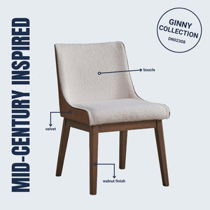 Ginny - Boucle Velvet Side Chair (Set of 2) - Walnut - Best Buy Furniture