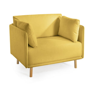Modern Upholstered Accent Chair With Soft Cushions, Sleek Armrest Design