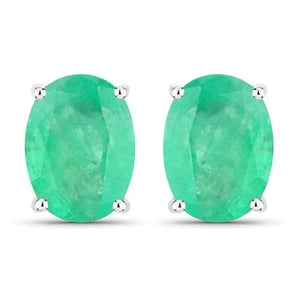2.40 Carat Genuine Zambian Emerald 10K White Gold Earrings