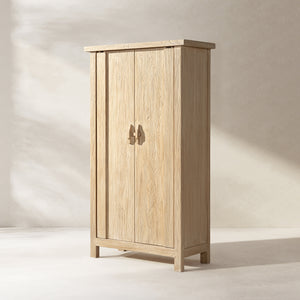 Fable 80.5-Inch Tall Reclaimed Elm Wood 2-Door Storage Cabinet, Light Natural Brown