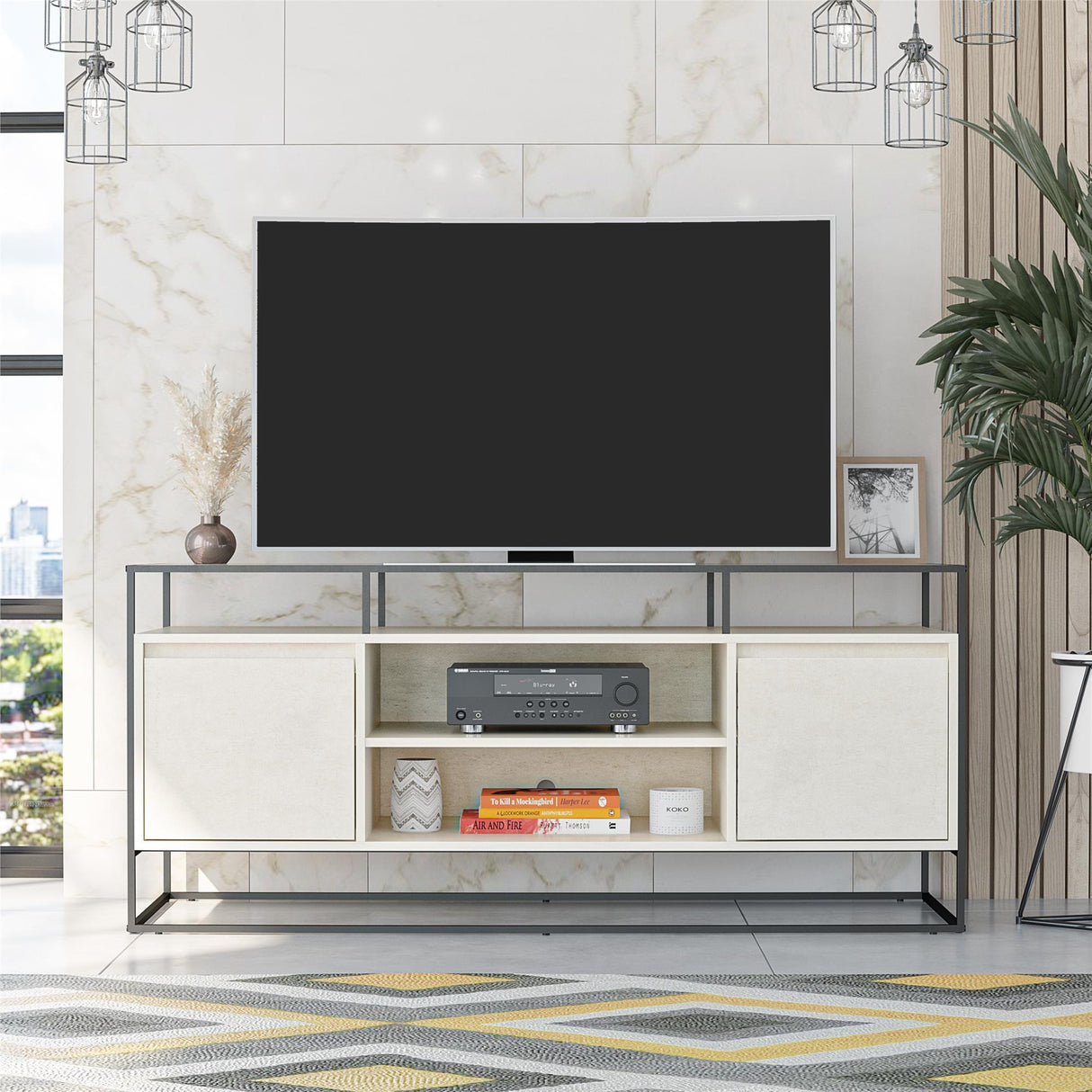 Camley Media Console TV Stand - White