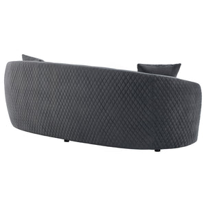 Luxe Upholstered Curved Sofa With Trim And Diamond Quilting - Dark Gray