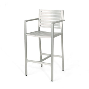 Outdoor Aluminum Rust Proof Barstools (Set of 2) - Silver