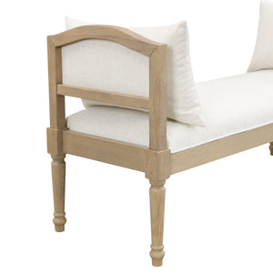 Upholstered Bench with Turned Legs & Side Cushions