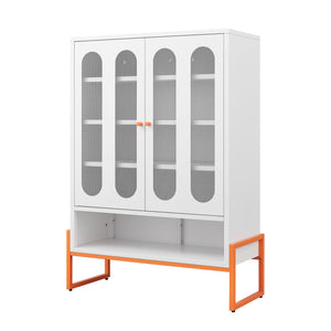 Modern Metal Shoe Cabinet With DoublebSided Doors And Adjustable Partitions