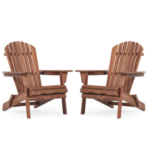 SoliWood Wooden Outdoor Folding Adirondack Chair Set of 2