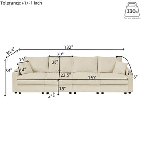 Modern U-Shaped Couch with Storage and Ottomans