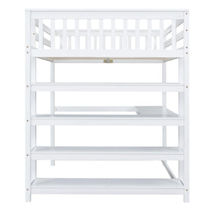 Loft Bed With Storage Shelves And Under Bed Desk