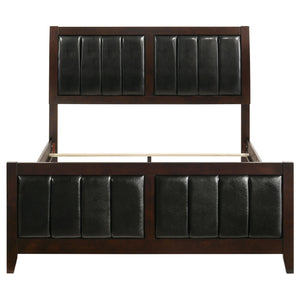 Queen Panel Bed With Upholstered Headboard And Footboard - Brown