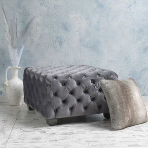 Modern Glam Ottoman With Velvet Upholstery And Button Tufted Design - Best Buy Furniture