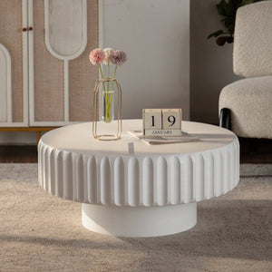 Round Fluted Storage Table with Lift-Off Lid