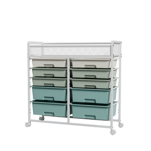 White Large Capacity 2-Row 10-Drawer Rolling Storage Cart