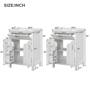 Modern Bathroom Vanity With Ceramic Sink, Soft-Close Doors, Flip Drawer, U-Shaped Shelves, Elegant Storage Solution