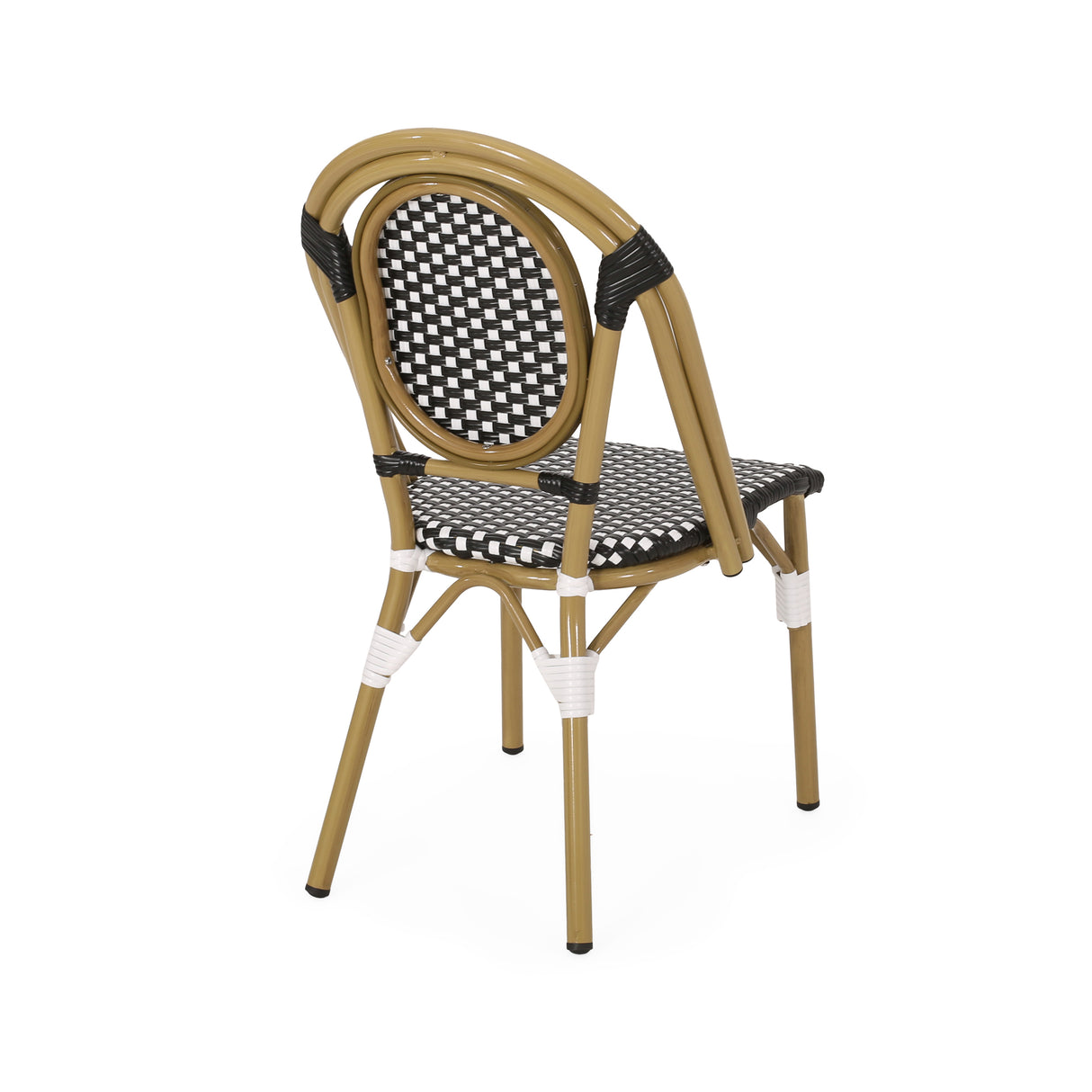 Outdoor PE Rattan and Aluminum French Bistro Chair, Set of 2
