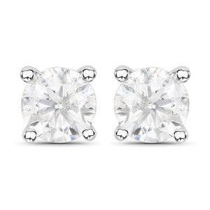 1.02 Carat Genuine White Diamond 14K White Gold Earrings