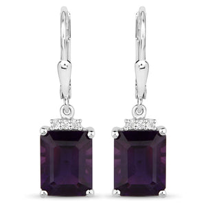 6.63 Carat Genuine Amethyst .925 Sterling Silver Earrings