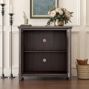 Elegant Sideboard with Two Acrylic Mirrored Doors and Adjustable Shelf Storage