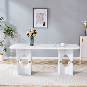 Modern Dining Table With Sleek Hollow-Out Frame And Accents