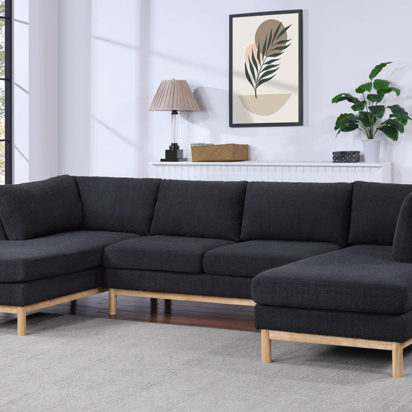 Hallie - Wide Sherpa Double Chaise U-Shape Sectional Sofa