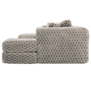 Modular Sectional Sofa, Boneless Couch With 2 Movable Ottomans