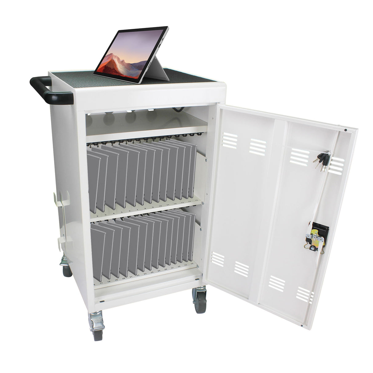 Mobile Charging Cart Station For book, Tablet And Laptop Computer With Power Strip Included