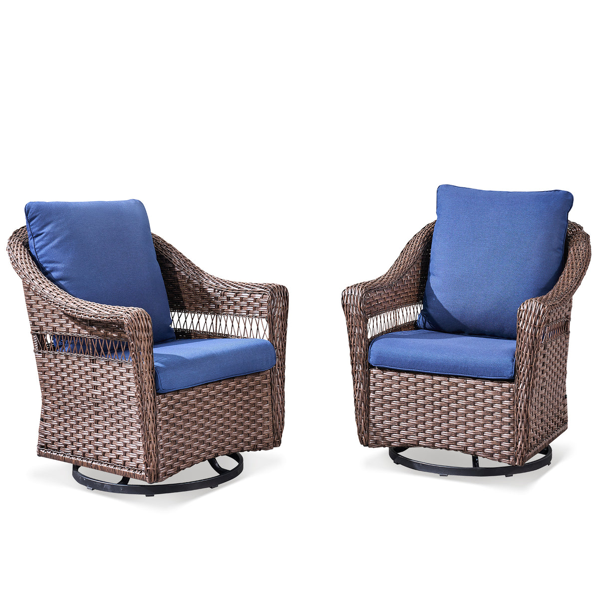 Outdoor Swivel Rocking Wicker Chairs Set of 2