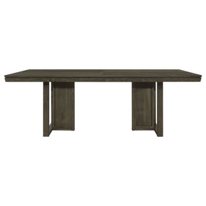 Glenmoor - Rectangular Dining Table With Geometric Double Pedestal Base - Dark Gray