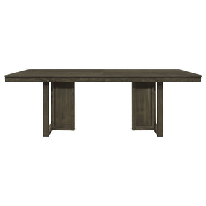 Glenmoor - Rectangular Dining Table With Geometric Double Pedestal Base - Dark Gray
